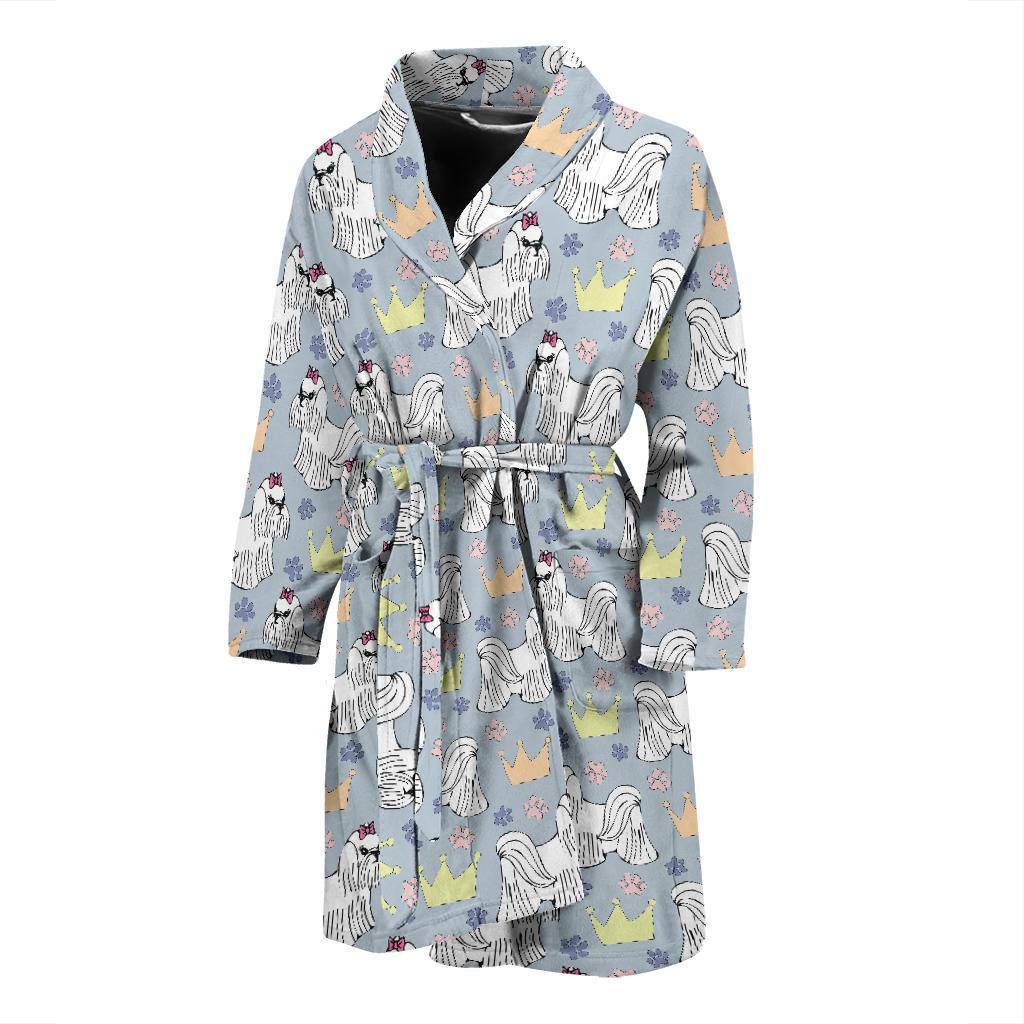 Maltese Pattern Print Design 04 Men Bathrobe-JORJUNE.COM