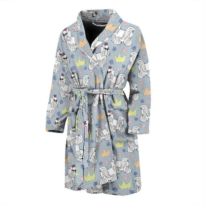 Maltese Pattern Print Design 04 Men Bathrobe-JORJUNE.COM