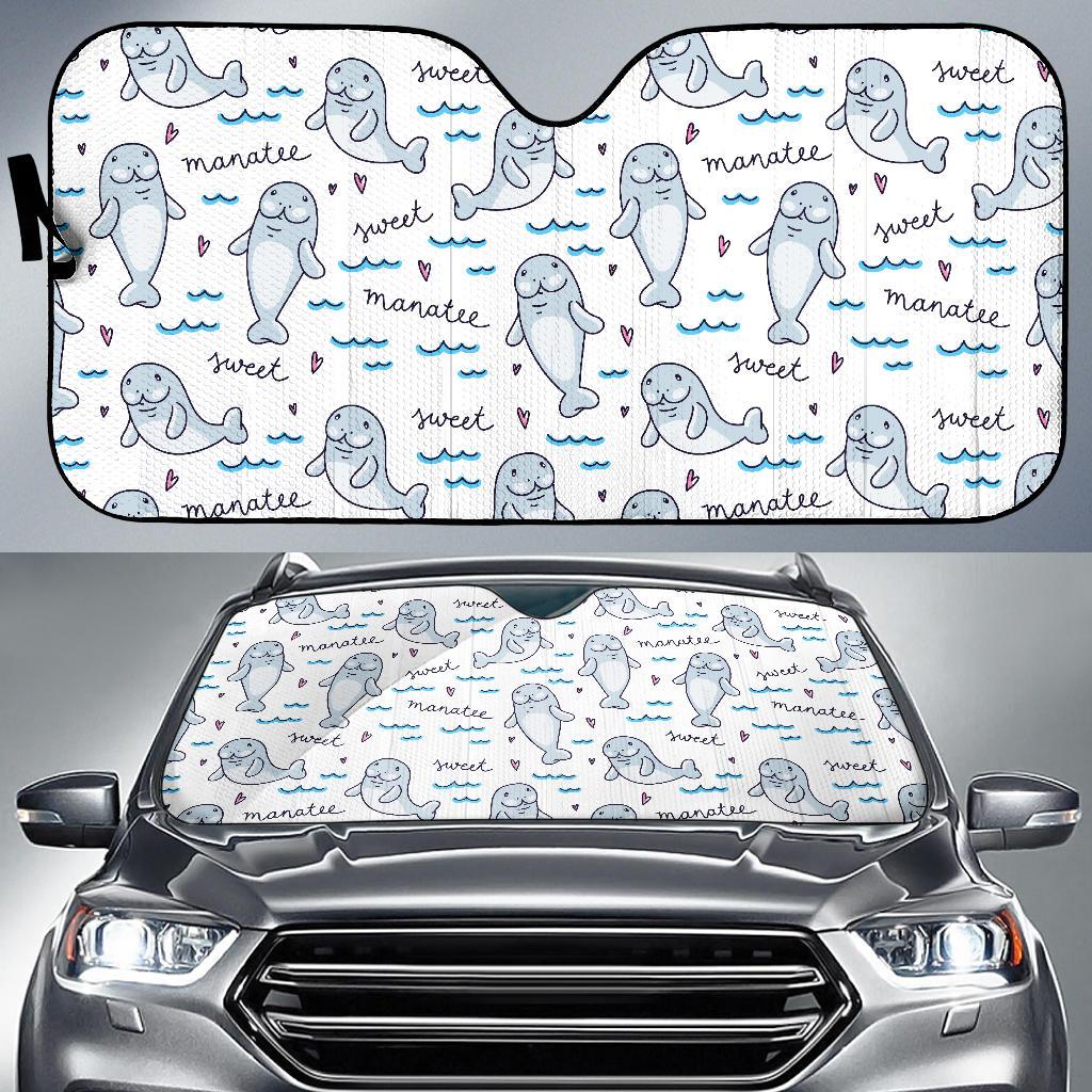 Manatee Baby Pattern Print Design 03 Car Sun Shades-JORJUNE.COM