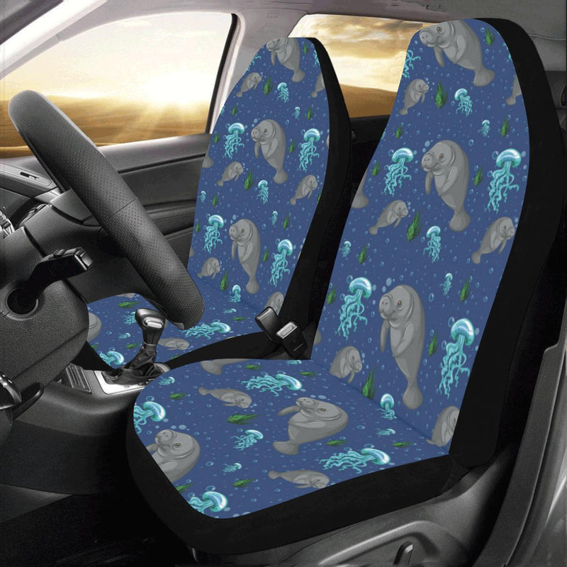 Manatee Pattern Print Design 01 Car Seat Covers (Set of 2)-JORJUNE.COM