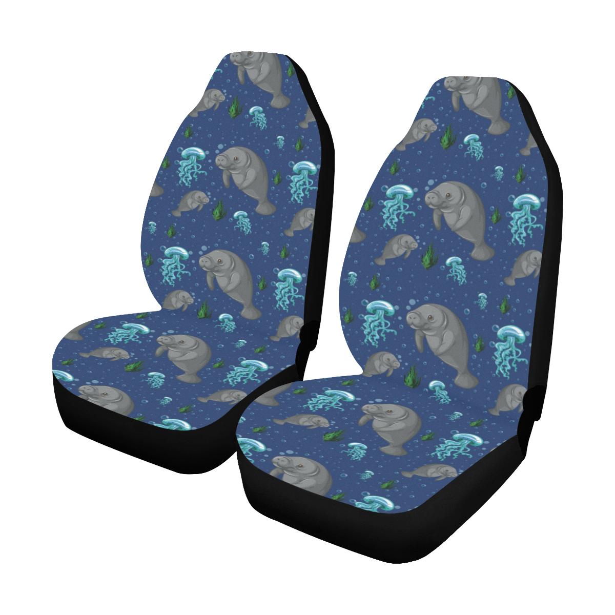 Manatee Pattern Print Design 01 Car Seat Covers (Set of 2)-JORJUNE.COM