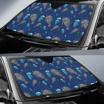 Manatee Pattern Print Design 01 Car Sun Shades-JORJUNE.COM