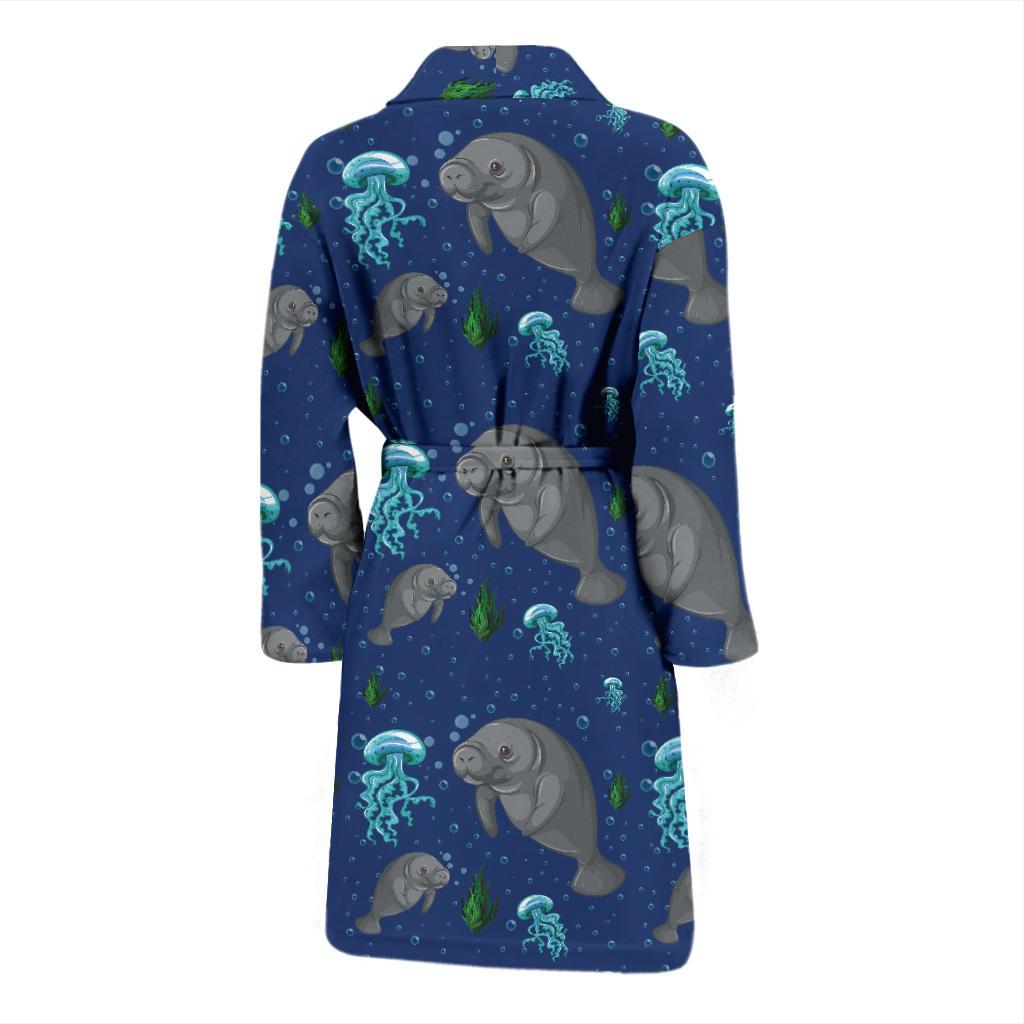 Manatee Pattern Print Design 01 Men Bathrobe-JORJUNE.COM