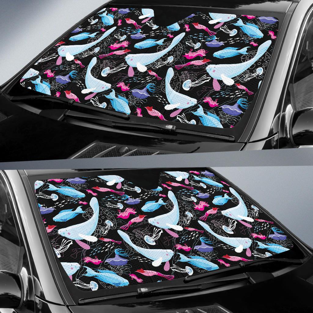 Manatee Pattern Print Design 02 Car Sun Shades-JORJUNE.COM