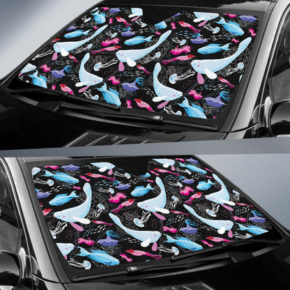 Manatee Pattern Print Design 02 Car Sun Shades-JORJUNE.COM