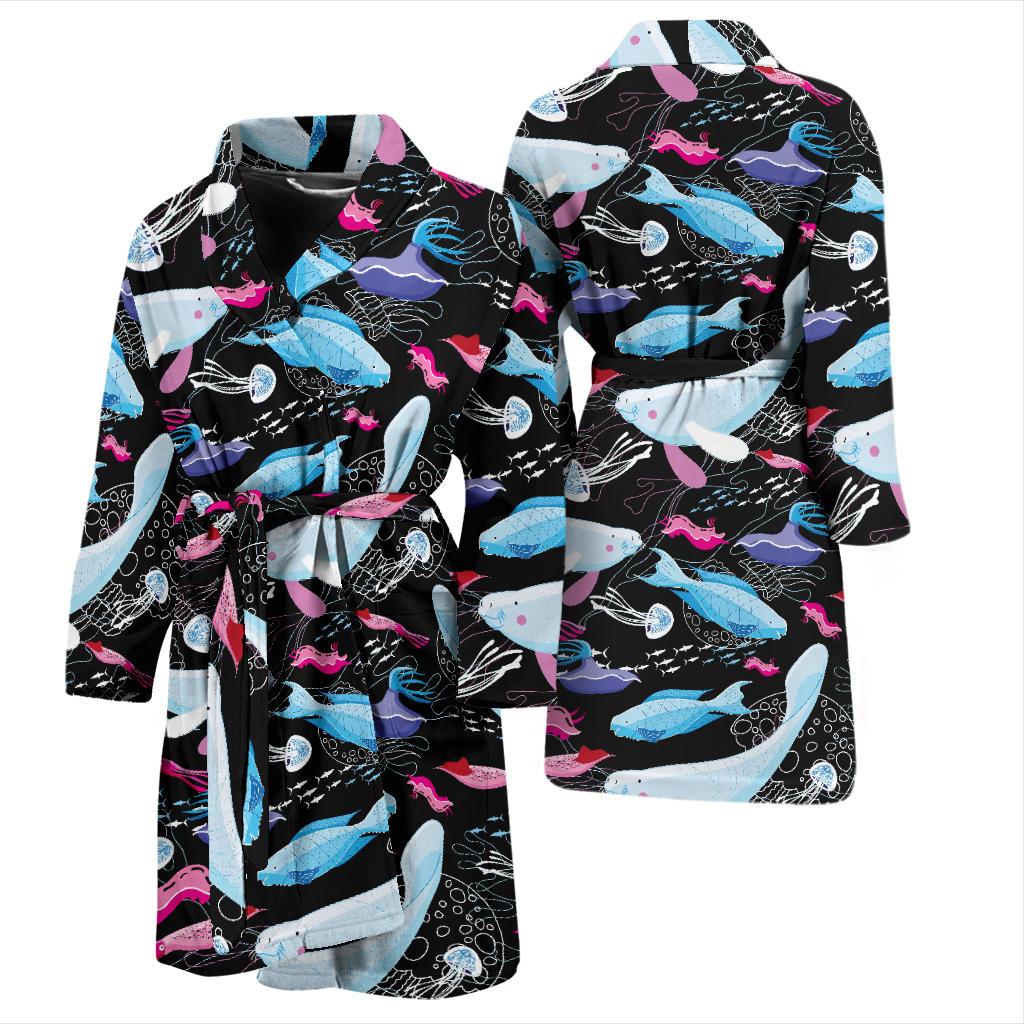 Manatee Pattern Print Design 02 Men Bathrobe-JORJUNE.COM