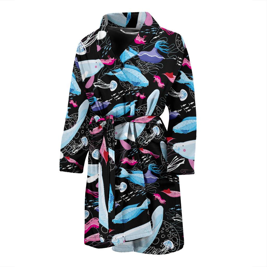 Manatee Pattern Print Design 02 Men Bathrobe-JORJUNE.COM