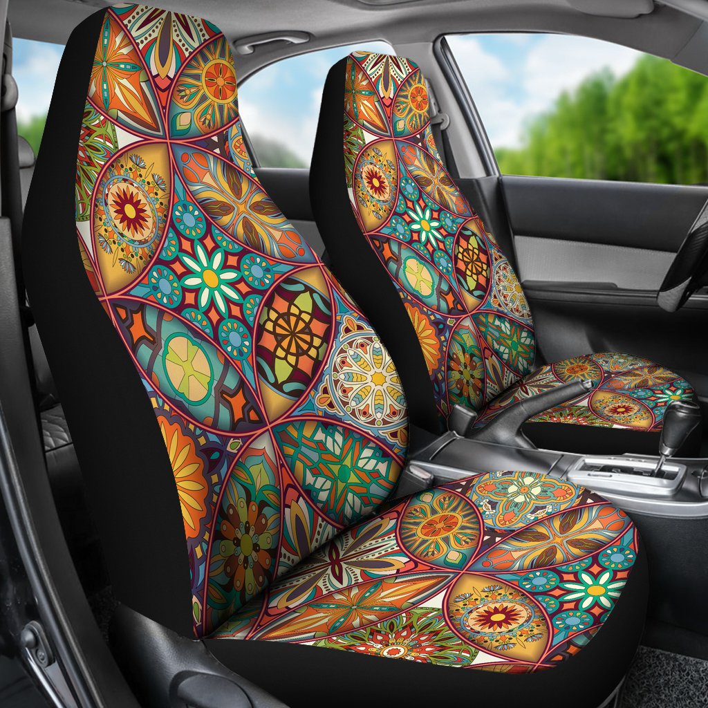 Mandala Flower Themed Design Print Universal Fit Car Seat Covers