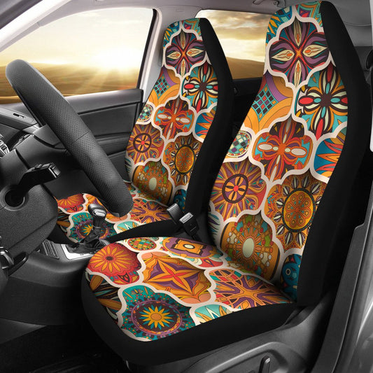 Mandala Mosaic Themed Design Print Universal Fit Car Seat Covers