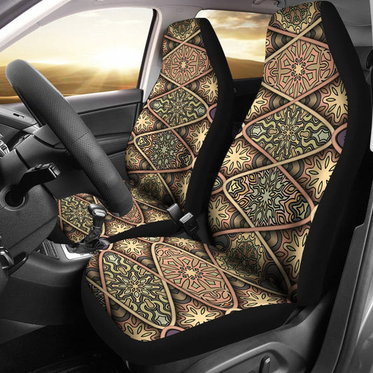 Mandala Motif Themed Design Print Universal Fit Car Seat Covers