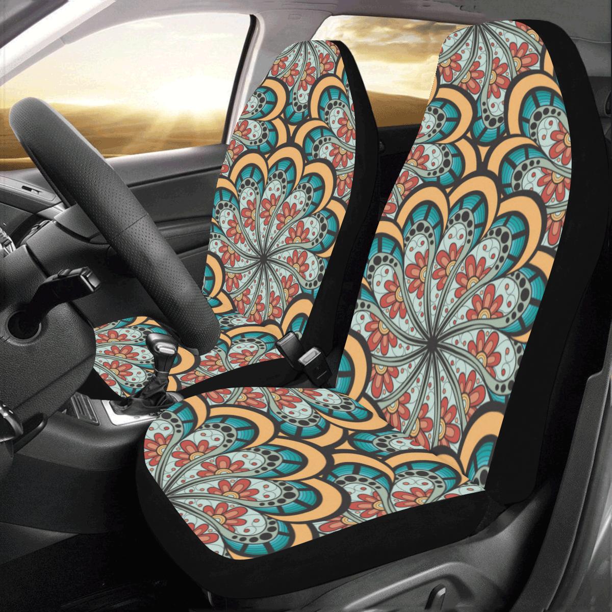 Mandala Pattern Print Design 01 Car Seat Covers (Set of 2)-JORJUNE.COM
