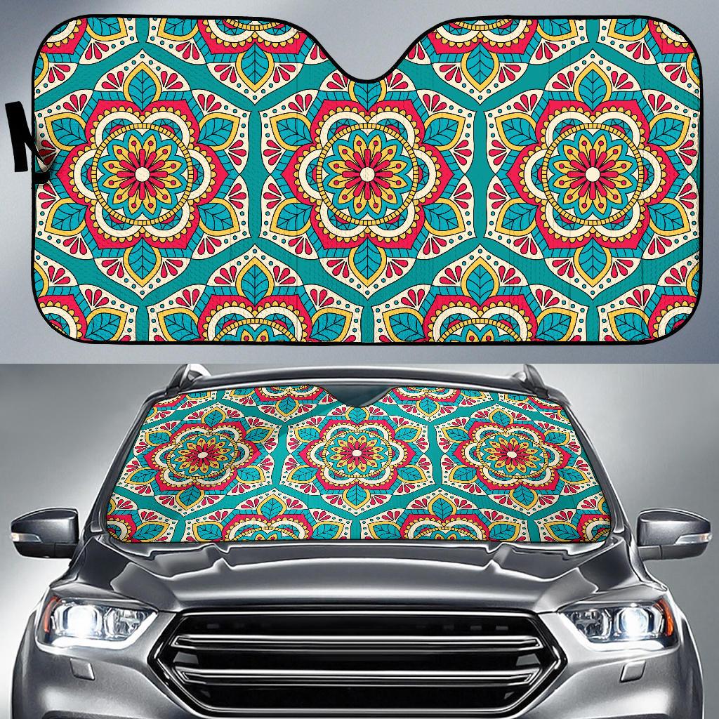 Mandala Pattern Print Design 03 Car Sun Shades-JORJUNE.COM