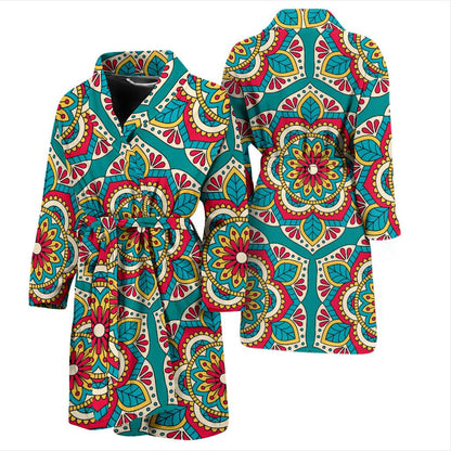 Mandala Pattern Print Design 03 Men Bathrobe-JORJUNE.COM