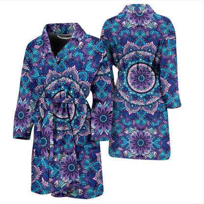 Mandala Pattern Print Design 04 Men Bathrobe-JORJUNE.COM