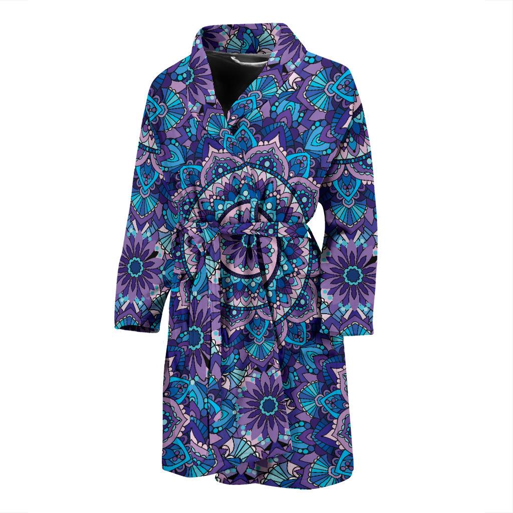 Mandala Pattern Print Design 04 Men Bathrobe-JORJUNE.COM