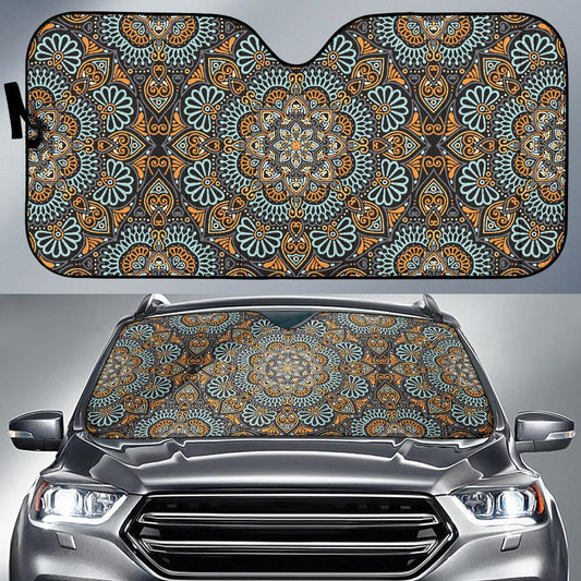 Mandala Pattern Print Design 05 Car Sun Shades-JORJUNE.COM