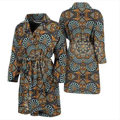 Mandala Pattern Print Design 05 Men Bathrobe-JORJUNE.COM