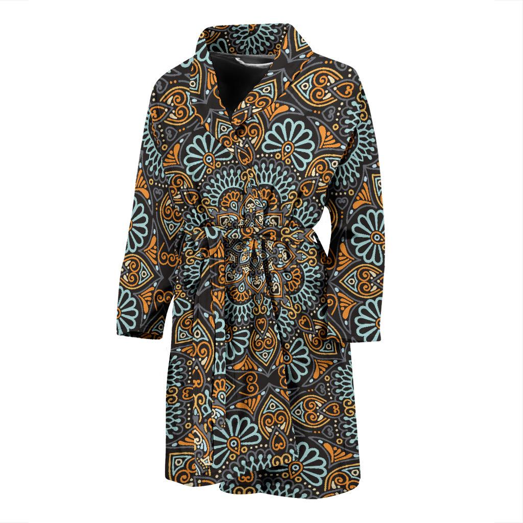 Mandala Pattern Print Design 05 Men Bathrobe-JORJUNE.COM