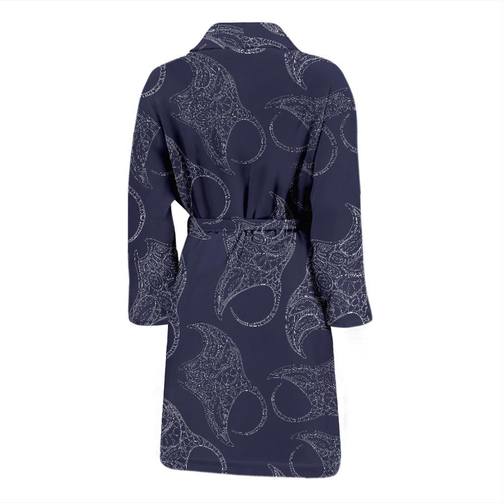 Manta Ray Pattern Print Design 01 Men Bathrobe-JORJUNE.COM