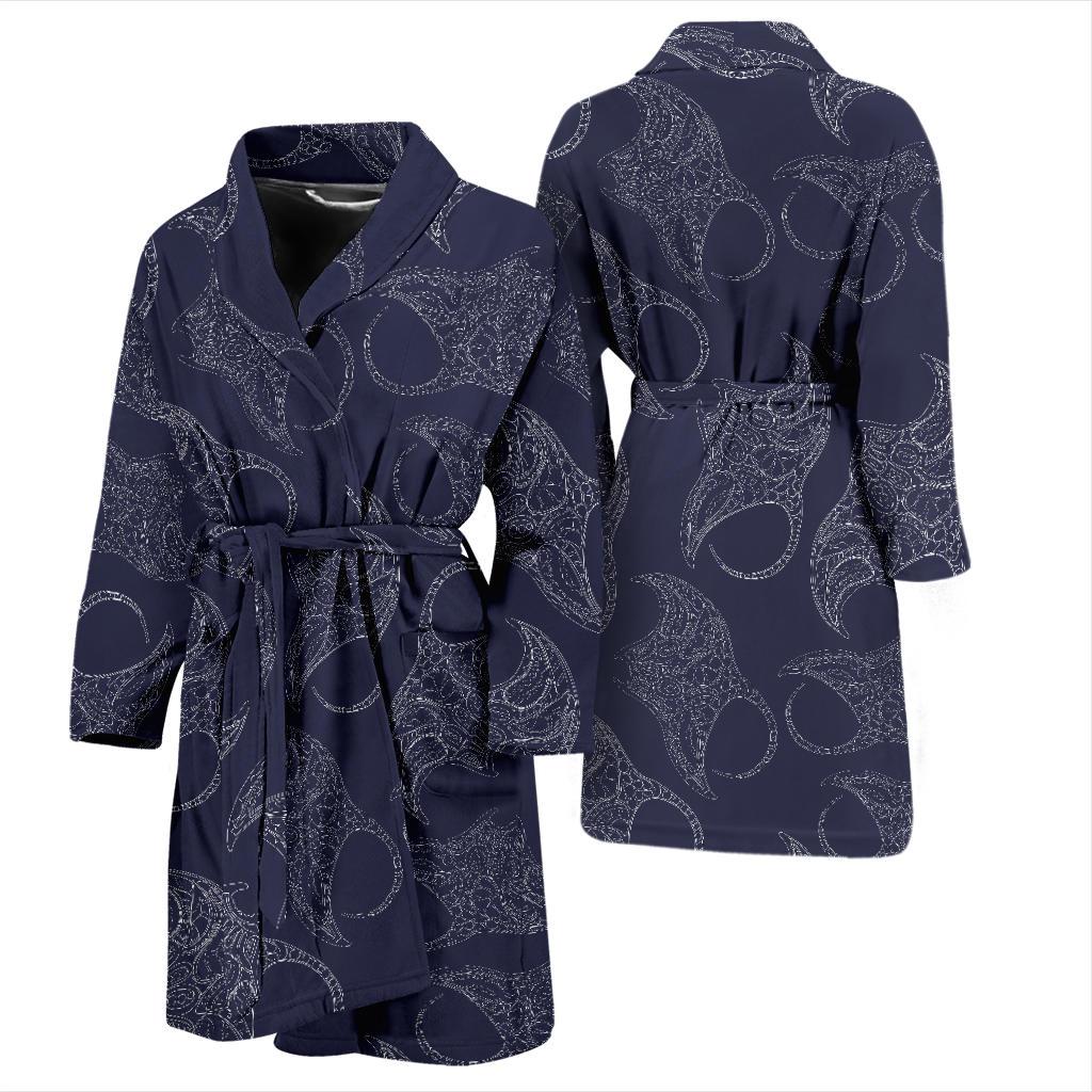 Manta Ray Pattern Print Design 01 Men Bathrobe-JORJUNE.COM