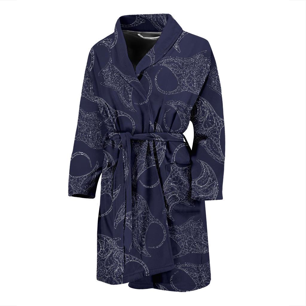Manta Ray Pattern Print Design 01 Men Bathrobe-JORJUNE.COM