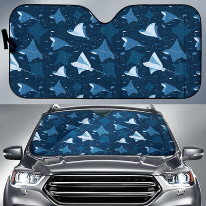Manta Ray Pattern Print Design 02 Car Sun Shades-JORJUNE.COM