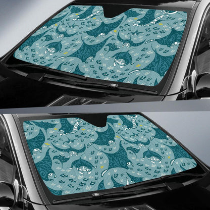 Manta Ray Tribal Pattern Print Design 03 Car Sun Shades-JORJUNE.COM