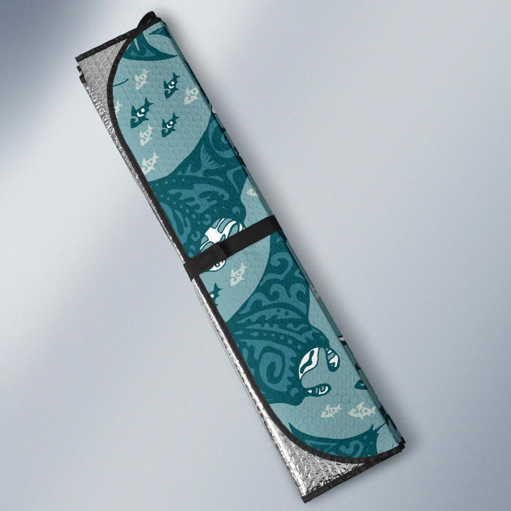 Manta Ray Tribal Pattern Print Design 03 Car Sun Shades-JORJUNE.COM