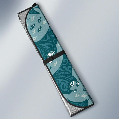 Manta Ray Tribal Pattern Print Design 03 Car Sun Shades-JORJUNE.COM