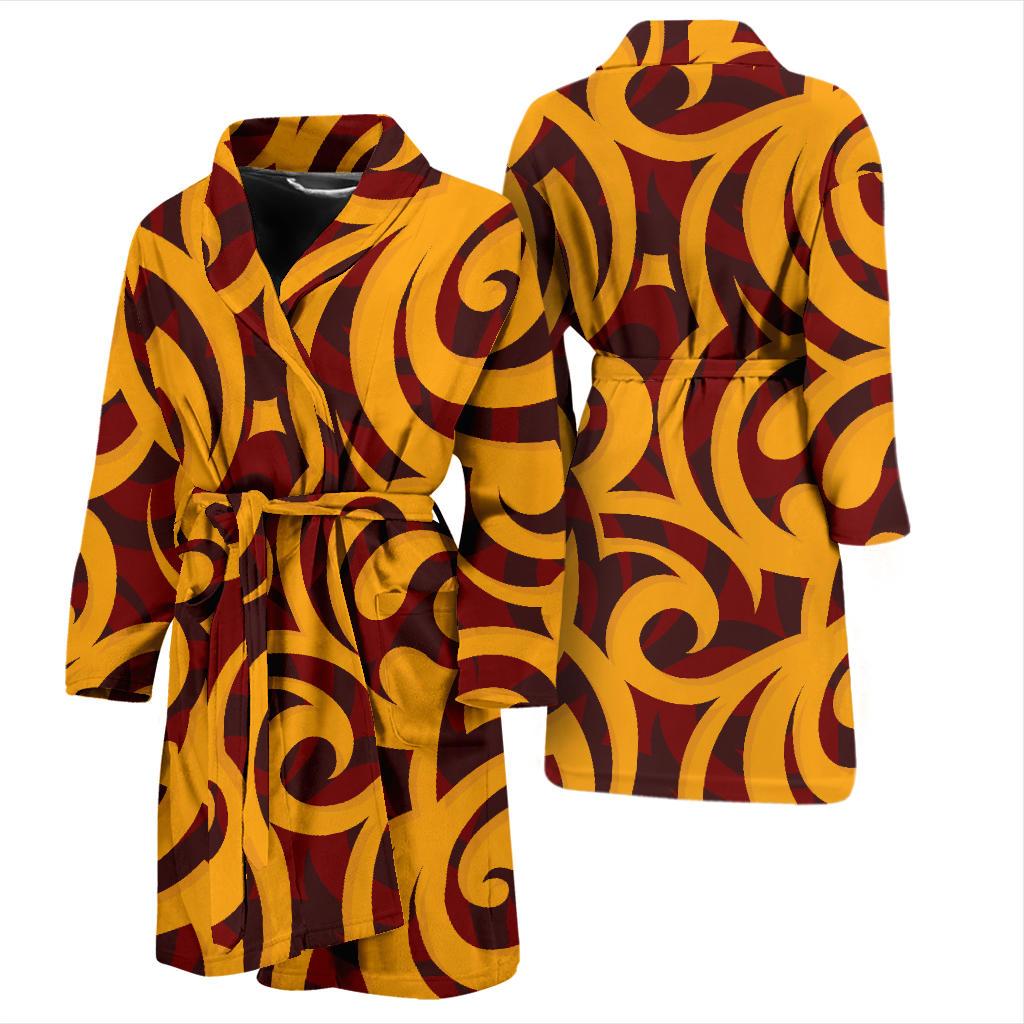 Maori Pattern Print Design 02 Men Bathrobe-JORJUNE.COM