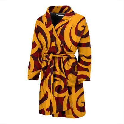 Maori Pattern Print Design 02 Men Bathrobe-JORJUNE.COM