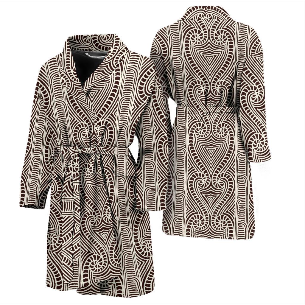 Maori Pattern Print Design 04 Men Bathrobe-JORJUNE.COM