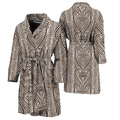 Maori Pattern Print Design 04 Men Bathrobe-JORJUNE.COM