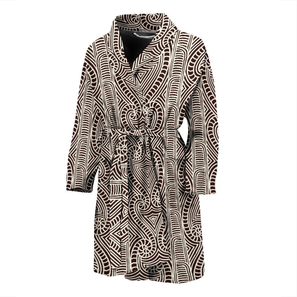 Maori Pattern Print Design 04 Men Bathrobe-JORJUNE.COM