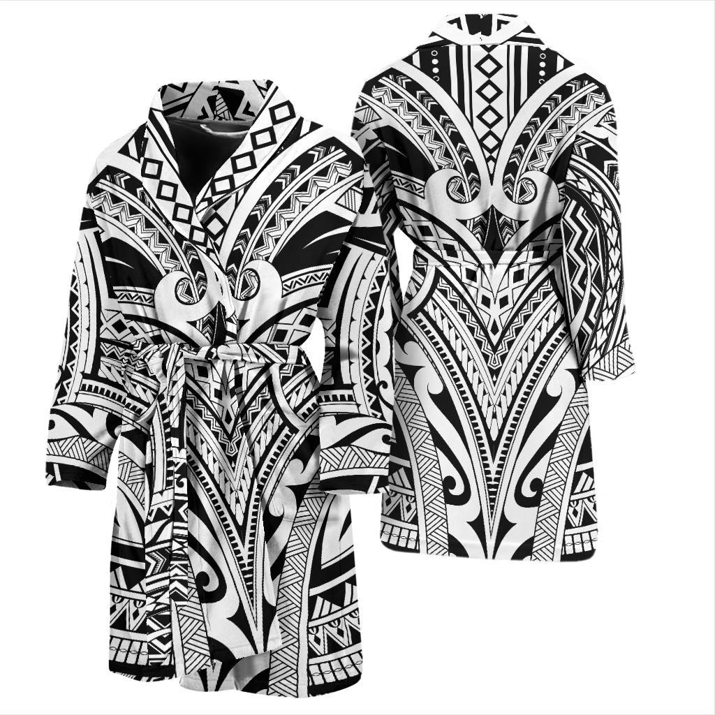 Maori Pattern Print Design 06 Men Bathrobe-JORJUNE.COM