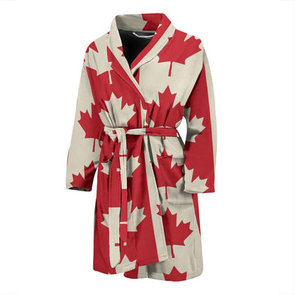 Maple Leaf Pattern Print Design 02 Men Bathrobe-JORJUNE.COM