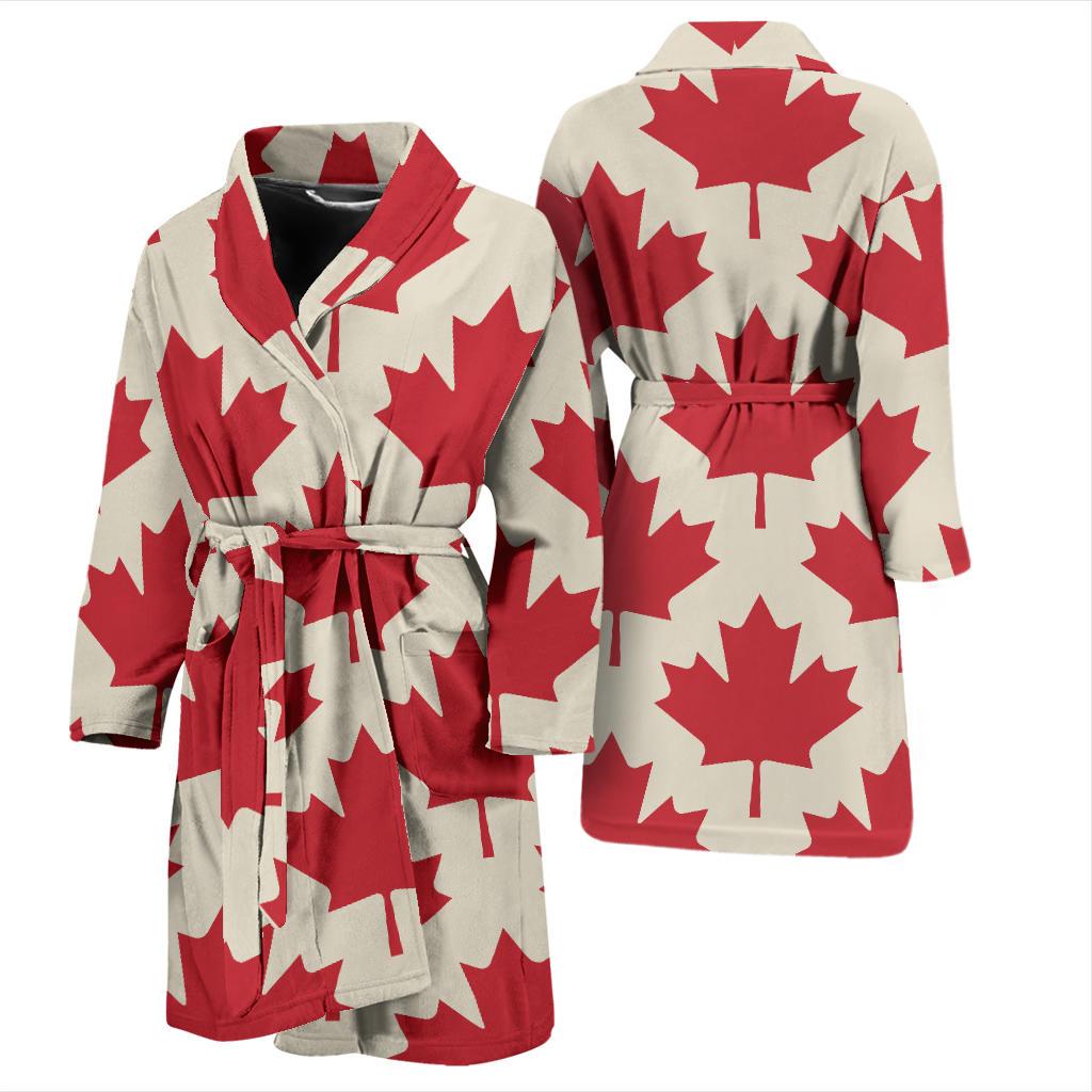 Maple Leaf Pattern Print Design 03 Men Bathrobe-JORJUNE.COM