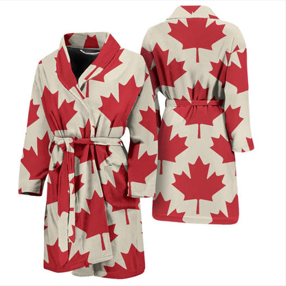 Maple Leaf Pattern Print Design 03 Men Bathrobe-JORJUNE.COM
