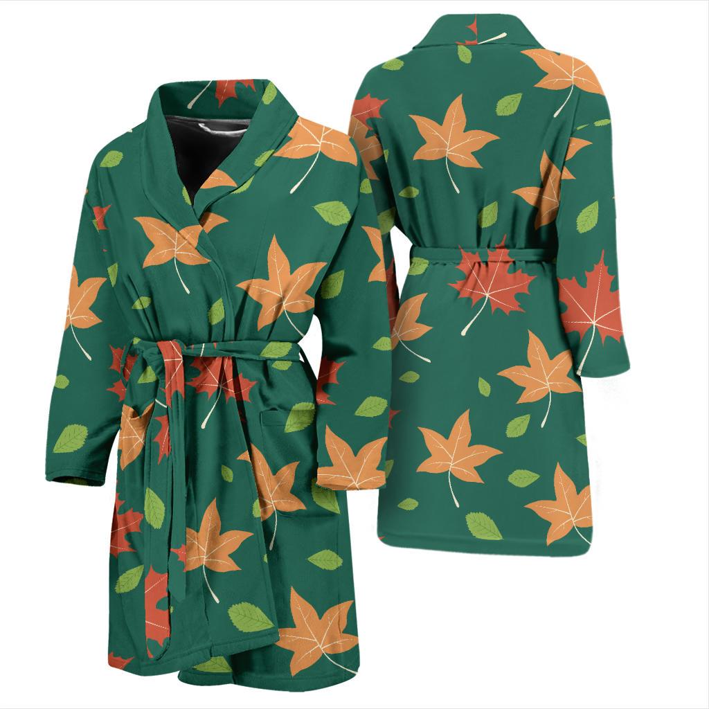 Maple Leaf Pattern Print Design 04 Men Bathrobe-JORJUNE.COM