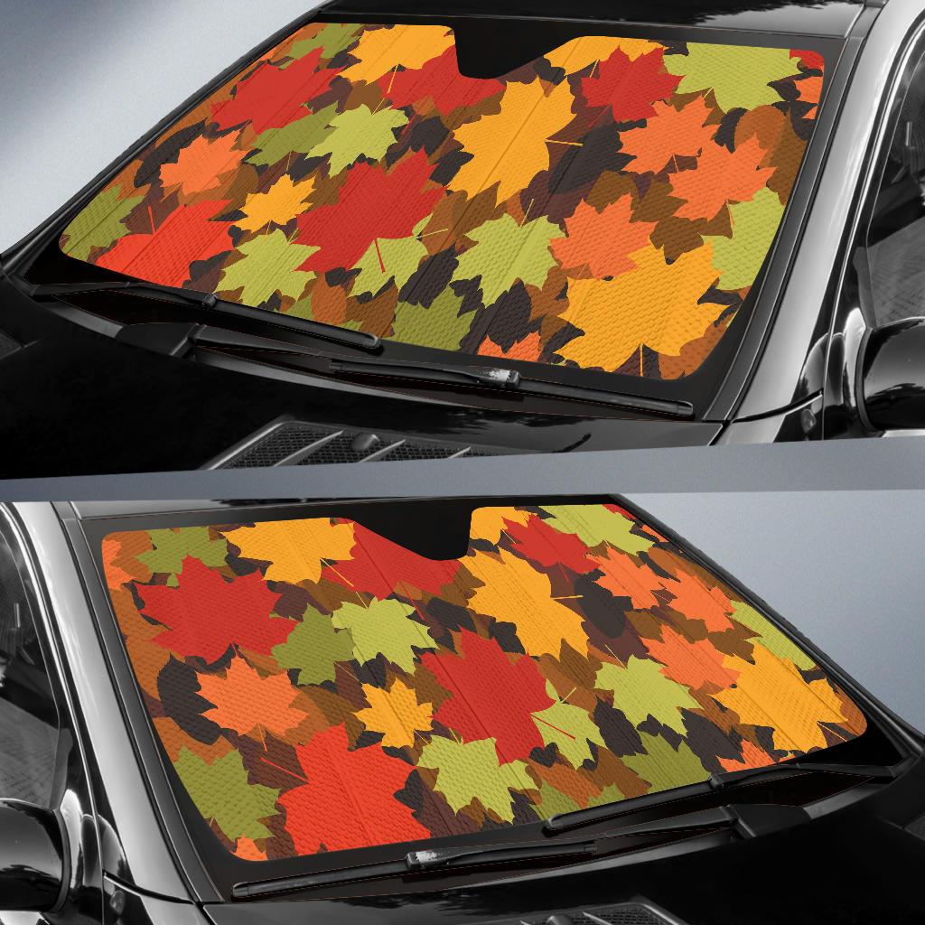 Maple Leaf Pattern Print Design 05 Car Sun Shades-JORJUNE.COM