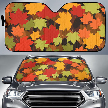 Maple Leaf Pattern Print Design 05 Car Sun Shades-JORJUNE.COM