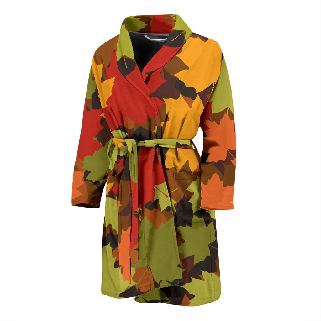 Maple Leaf Pattern Print Design 05 Men Bathrobe-JORJUNE.COM