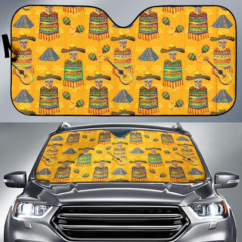 Maracas Mexican Style Pattern Print Design 02 Car Sun Shades-JORJUNE.COM