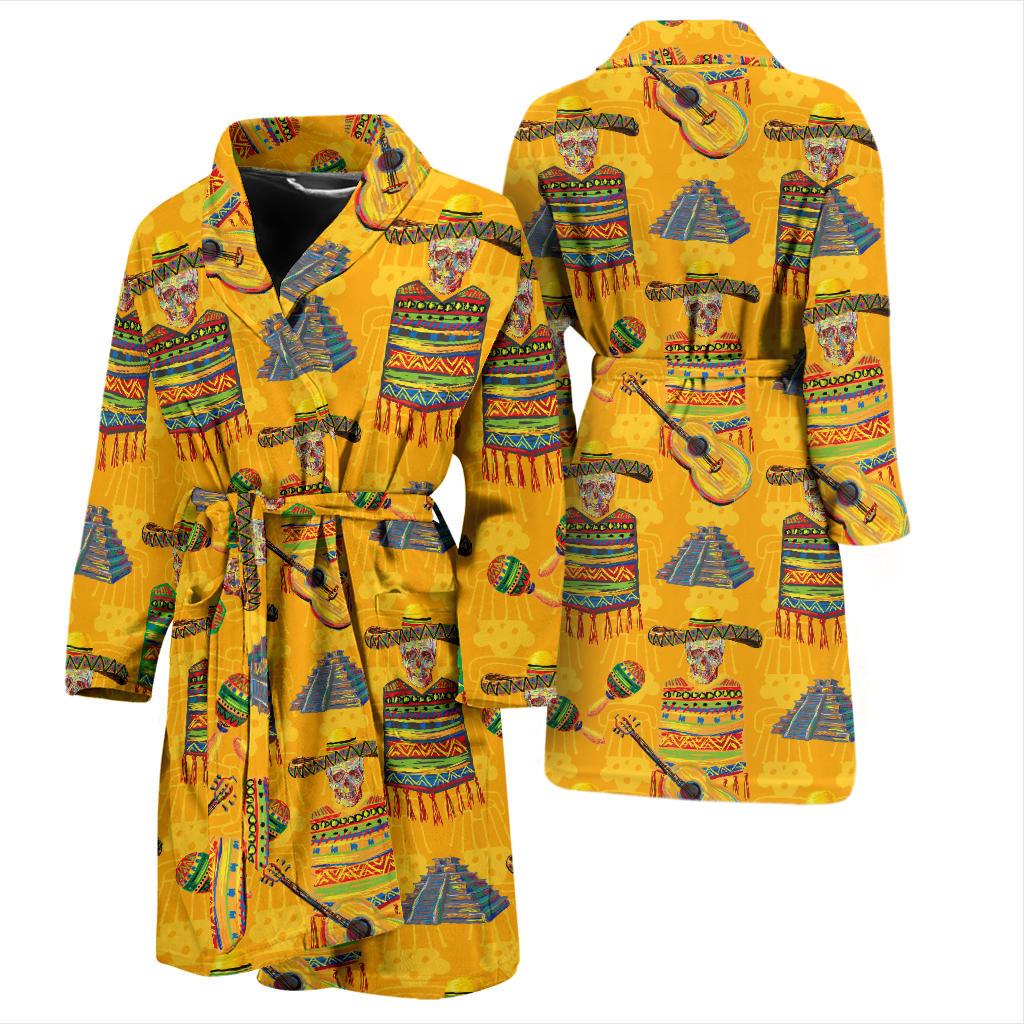 Maracas Mexican Style Pattern Print Design 02 Men Bathrobe-JORJUNE.COM