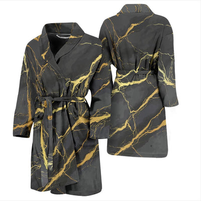 Marble Pattern Print Design 02 Men Bathrobe-JORJUNE.COM