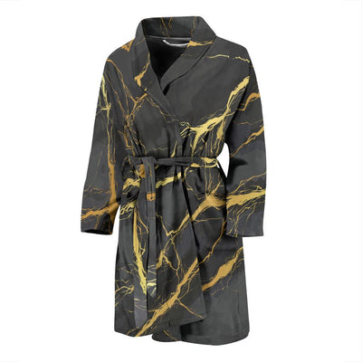 Marble Pattern Print Design 02 Men Bathrobe-JORJUNE.COM