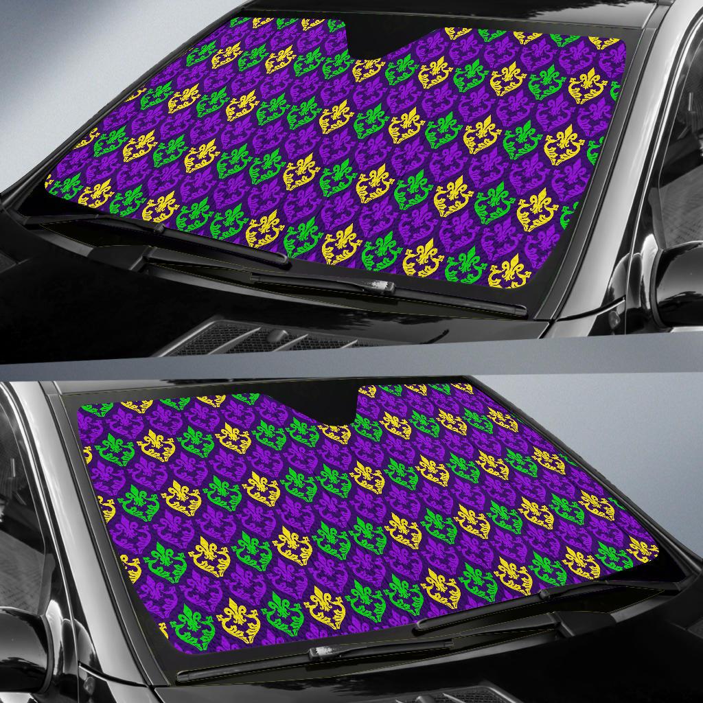 Mardi Gras Pattern Print Design 02 Car Sun Shades-JORJUNE.COM