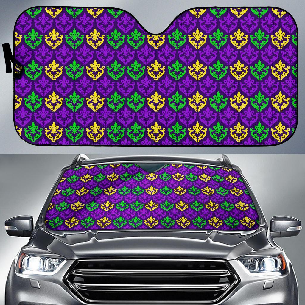 Mardi Gras Pattern Print Design 02 Car Sun Shades-JORJUNE.COM