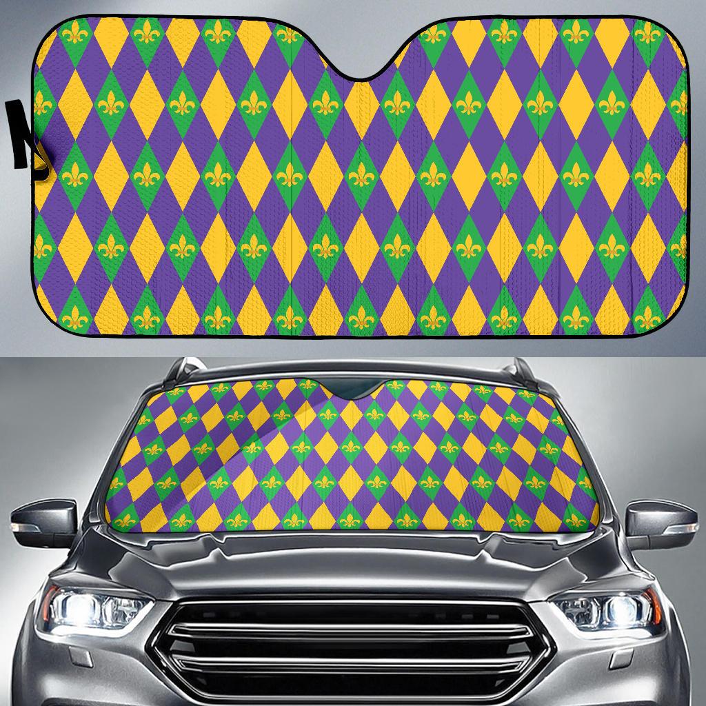 Mardi Gras Pattern Print Design 05 Car Sun Shades-JORJUNE.COM