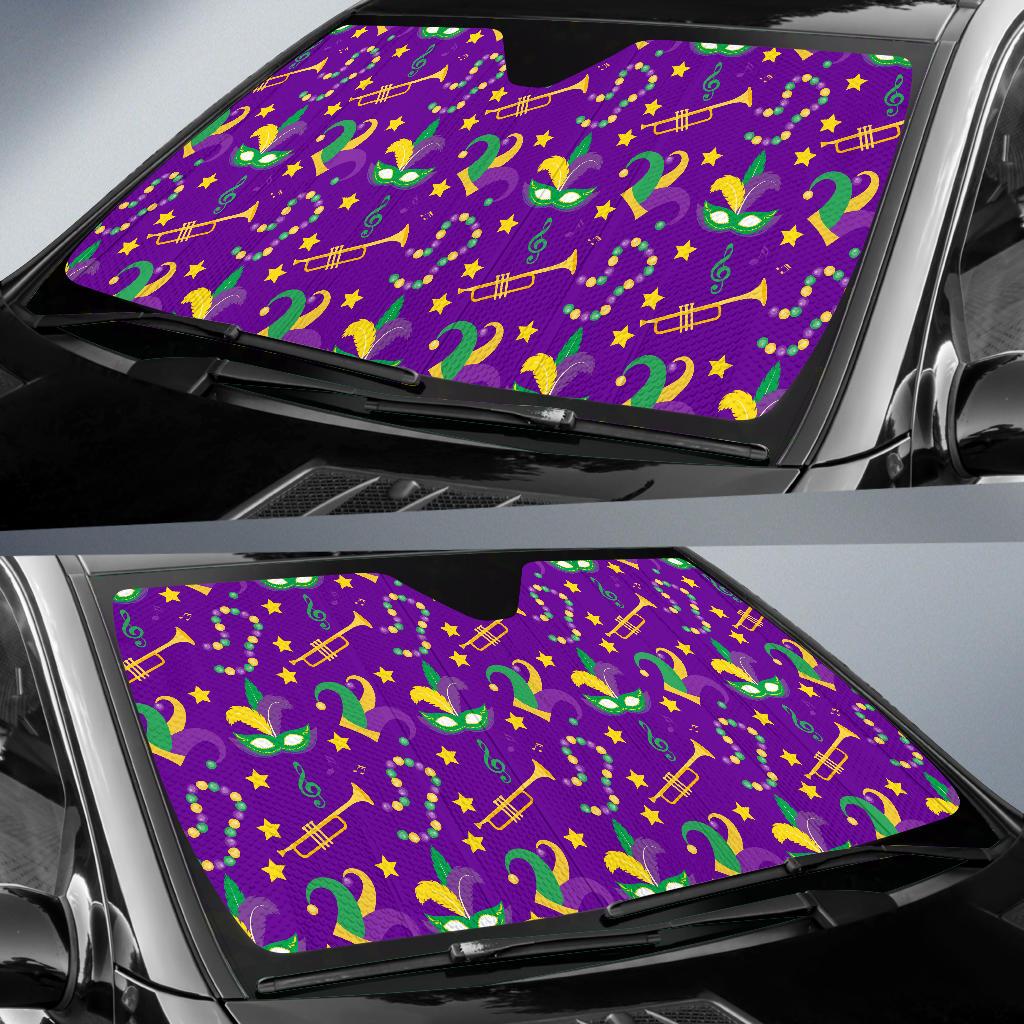 Mardi Gras Pattern Print Design 06 Car Sun Shades-JORJUNE.COM